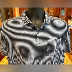 Johnnie-O Men's Polo Shirt - Sharp blue/grey‎ stripes with logo.